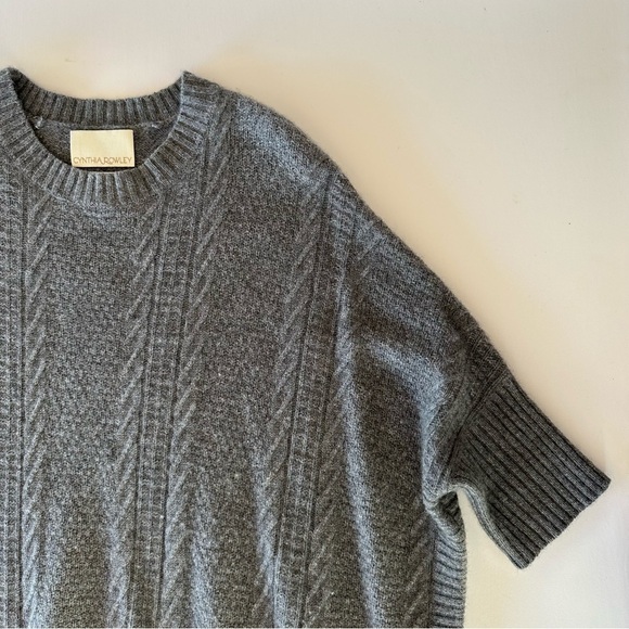 Cynthia Rowley Cashmere Gray Sweater Oversized Short Sleeve XS/S - Picture 8 of 15